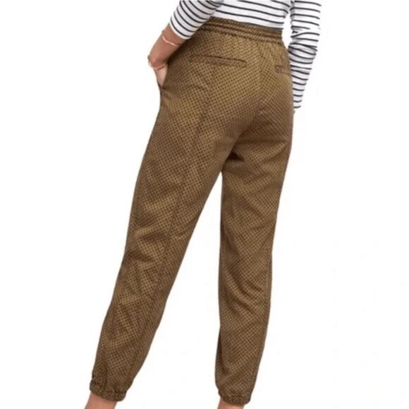 Anthropologie Polka Dot Velvet Jogger Pants Olive/Navy Size Medium - Picture 5 of 6